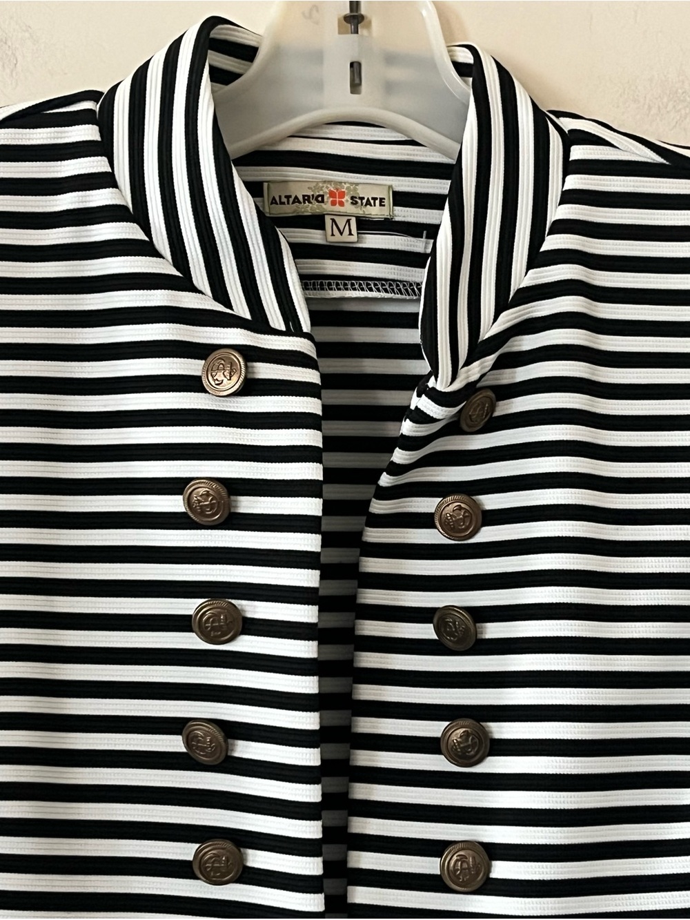 Altar’d State Black & White Striped cotton/Rayon mix Vintage Jacket Size Medium - Picture 3 of 14